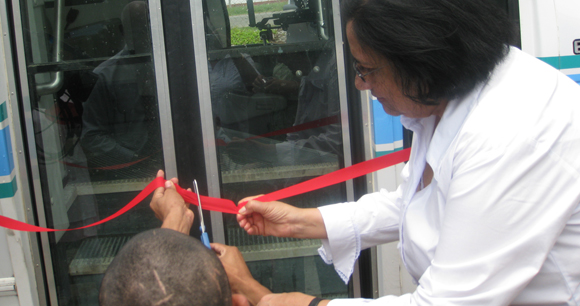 Wheelchair Bus - Cutting the ribbon